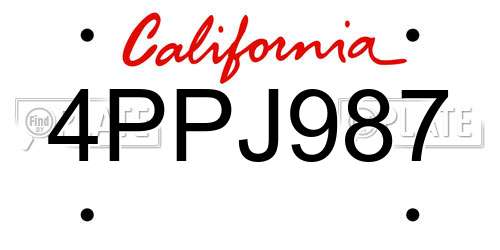 4PPJ987 California License Plate