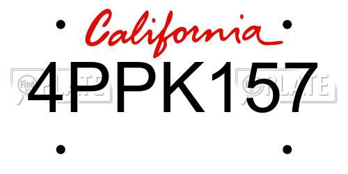 4PPK157 California License Plate