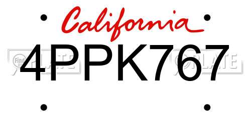 4PPK767 California License Plate
