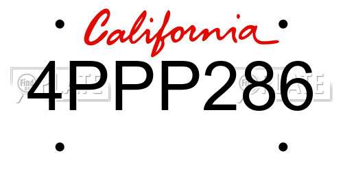 4PPP286 California License Plate