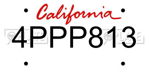 4PPP813 California License Plate
