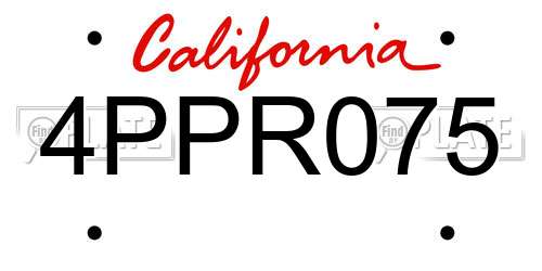 4PPR075 California License Plate