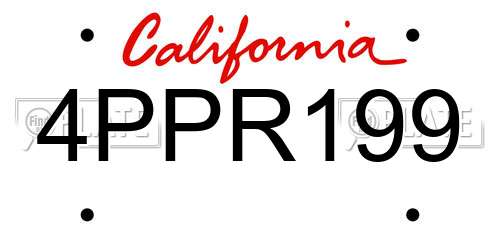 4PPR199 California License Plate