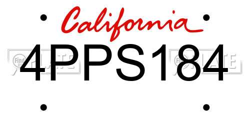 4PPS184 California License Plate
