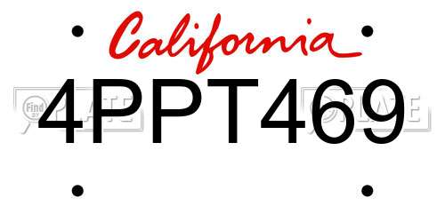 4PPT469 California License Plate