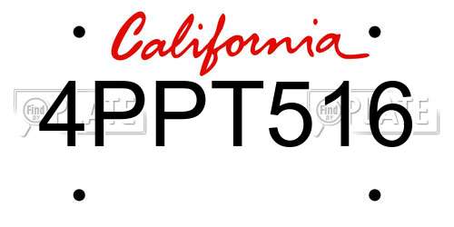 4PPT516 California License Plate