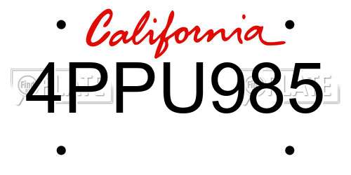 4PPU985 California License Plate