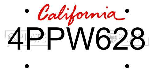 4PPW628 California License Plate