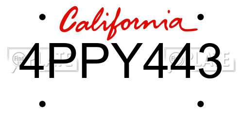 4PPY443 California License Plate