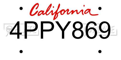 4PPY869 California License Plate