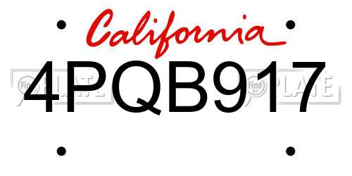 4PQB917 California License Plate