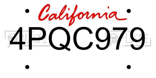 4PQC979 California License Plate