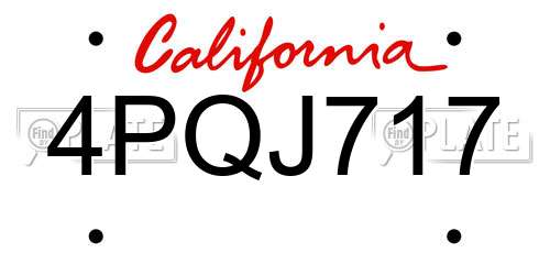 4PQJ717 California License Plate