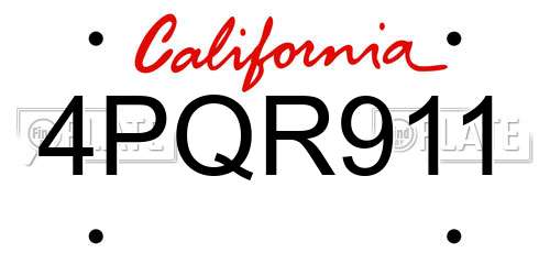 4PQR911 California License Plate