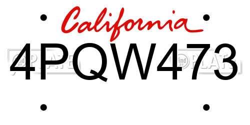 4PQW473 California License Plate