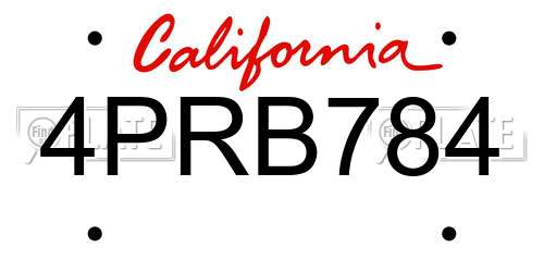 4PRB784 California License Plate