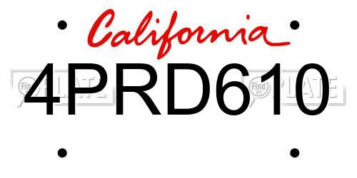 4PRD610 California License Plate