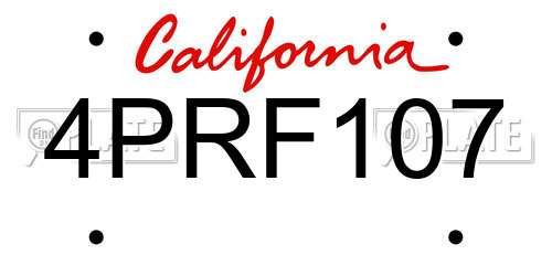 4PRF107 California License Plate