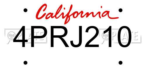 4PRJ210 California License Plate