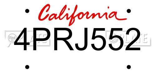 4PRJ552 California License Plate