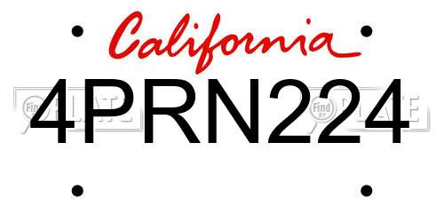 4PRN224 California License Plate