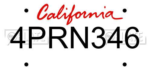 4PRN346 California License Plate