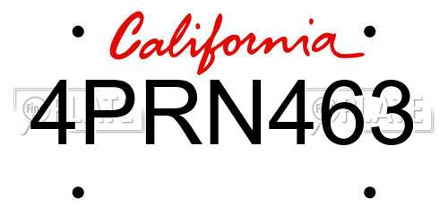 4PRN463 California License Plate