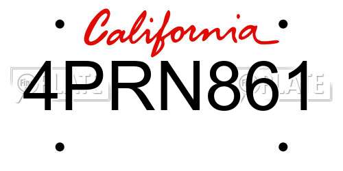 4PRN861 California License Plate