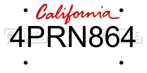 4PRN864 California License Plate