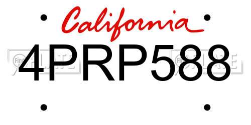 4PRP588 California License Plate