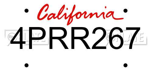 4PRR267 California License Plate