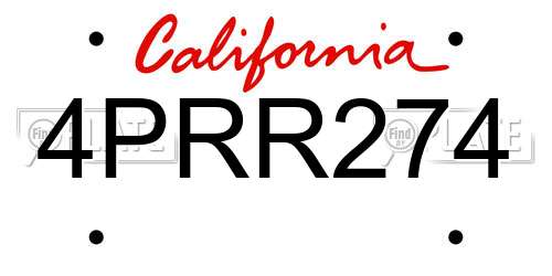 4PRR274 California License Plate