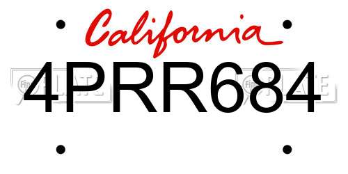 4PRR684 California License Plate