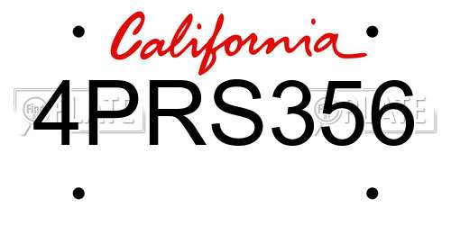 4PRS356 California License Plate