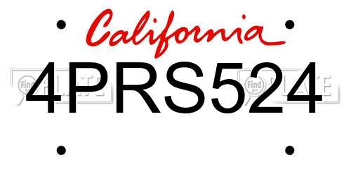 4PRS524 California License Plate