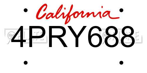4PRY688 California License Plate