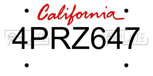 4PRZ647 California License Plate