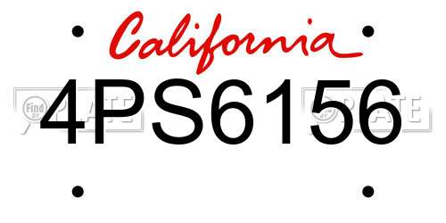 4PS6156 California License Plate