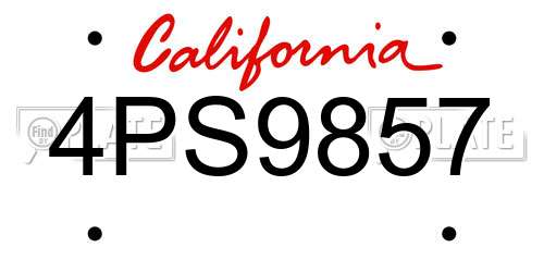 4PS9857 California License Plate