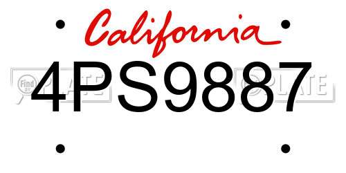4PS9887 California License Plate