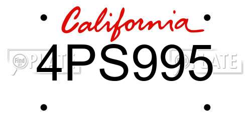 4PS995 California License Plate