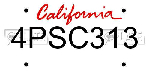 4PSC313 California License Plate