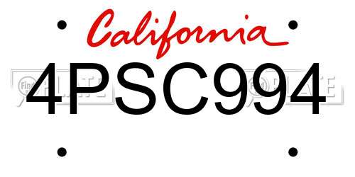 4PSC994 California License Plate