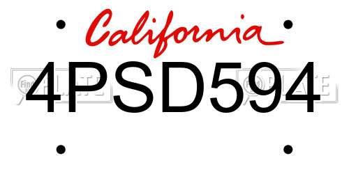 4PSD594 California License Plate