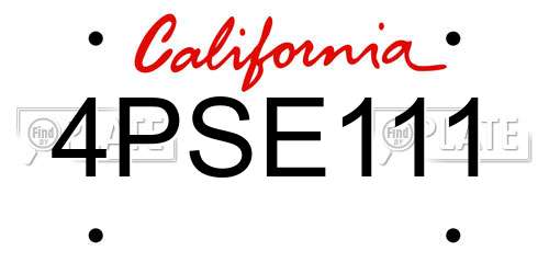 4PSE111 California License Plate