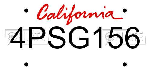 4PSG156 California License Plate