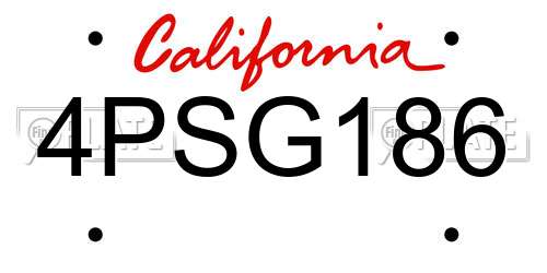 4PSG186 California License Plate