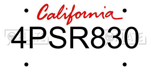 4PSR830 California License Plate