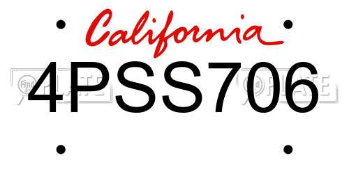 4PSS706 California License Plate