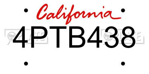 4PTB438 California License Plate